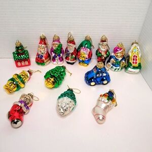 Thomas Pacconi Vintage Glass Ornaments 14 pcs Santas Tree Stockings Beetle Car &